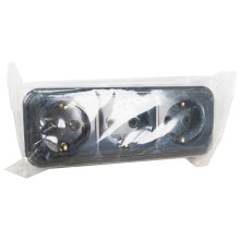 Розетка 3-х местная открытой установки с з/к RA 16-365 черный Викинг SVET