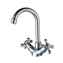 Смеситель для раковины латунный двухручковый с поворотным изливом RASSVET Wesnaart