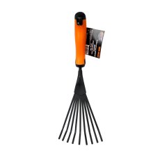 Грабли веерные пластинчатые  9 зубов углеродная сталь 380 мм. ручка TPR ручные MAWIPRO