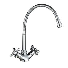 Смеситель для кухни латунный двухручковый с гибким изливом RASSVET Wesnaart