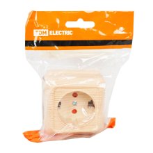 Розетка 2П+З открытой установки с з/ш IP20 16А сосна Ладога TDM