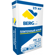 Клей плиточный (керамогранит) для внутренних и наружных работ 25 кг. BERGhome ПК11 Супер