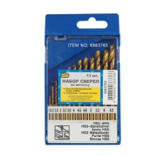Набор сверел по металлу HSS 1,5-6,5 мм. покрытие титан ПРОМИС 13 шт.