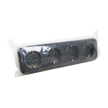 Розетка 4-х местная открытой установки с з/к RA 16-445 черный Викинг SVET