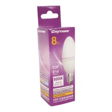 Лампа светодиодная LED C37 8W/6000K/E14 Спутник