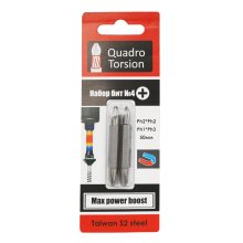 Биты  50 мм. PH2 1/4 легированная сталь S2 Quadro Torsion набор 2 шт./карта