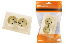 Розетка двойная 2П+З 16А 250В слоновая кость Таймыр TDM