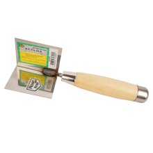 Кельма  штукатурная для внутренних углов, нержавеющая сталь, с деревянной ручкой 60*60*80 мм. ПРОМИС