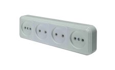 Розетка 4-х местная открытой установки без з/к RA 16-446 белый Викинг SVET