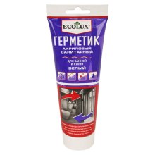 Герметик для наружних и внутренних работ акриловый санитарный 200 мл. ECOLUX белый туба