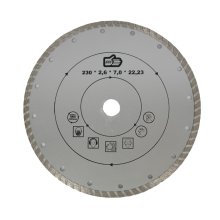 Круг отрезной алмазный турбо 230*2,6*22 мм. сухой и влажный рез бетон, кирпич, тротуарная плитка ПРОМИС