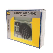 Набор коронок по дереву 64-127 мм. (кольцевых пил) с адаптером и центрирующим сверлом ПРОМИС