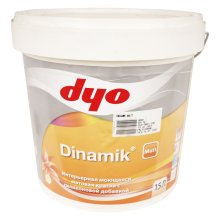 Краска акриловая моющаяся 15 л. для внутренних работ, матовая силиконовая DINAMIK MATT (разбавление до 20%) DYO