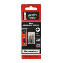 Биты  25 мм. PH1 1/4 легированная сталь S2 Quadro Torsion набор 2 шт./карта