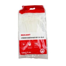 Хомут 2,5х120 мм. нейлоновый (белый) (100 шт.) REXANT
