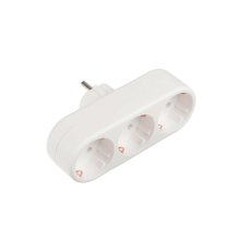 Тройник 16А линейный с заземлением белый REXANT