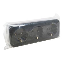 Розетка 3-х местная открытой установки с з/к RA 16-343 черный Викинг SVET