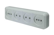 Розетка 4-х местная открытой установки без з/к RA 16-464 белый Викинг SVET